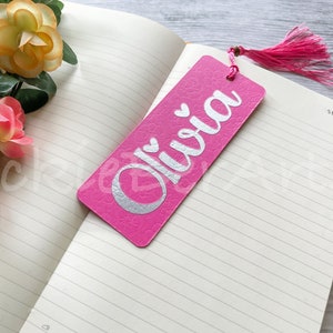 Custom Name Hot Pink Bookmark, Cherry Blossom Themed Personalized Bookmark, Debossed Stylized Custom Bookmark, Custom Gift for a Reader