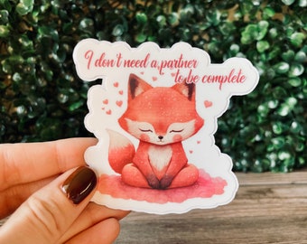 Anti-Valentine Fox Sticker, Waterproof Vinyl Decal
