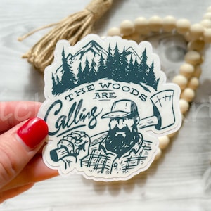 Lumberjack in the Woods Waterproof Sticker, Mountain Woods Sticker, Sticker about Nature and Outdoors, Wilderness Sticker