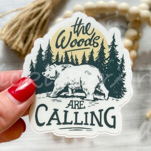 Bear in the Woods Waterproof Sticker, Mountain Woods Sticker, Sticker about Nature and Outdoors, Wilderness Sticker