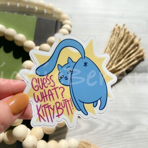 Cat Butt Humor Waterproof Sticker, Cartoon Cat Decal, Kitten Water Bottle Sticker, Funny Cat Sticker for Laptop, Cat Humor Phone Sticker