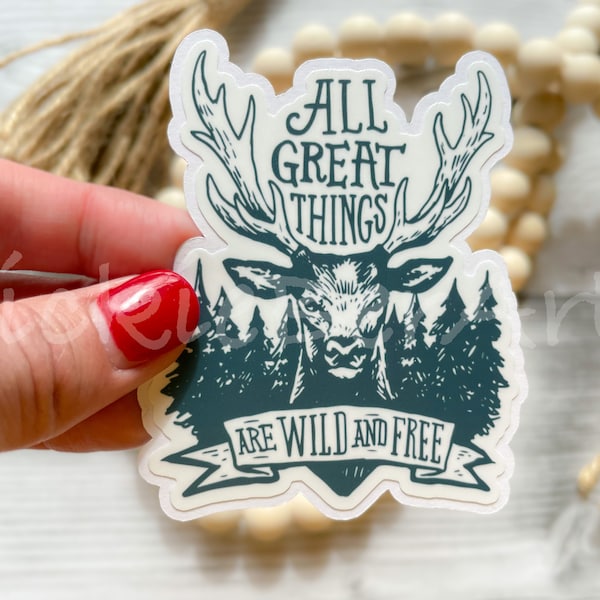Deer in the Woods Waterproof Sticker, Buck in the Forest Sticker, Sticker about Nature and Outdoors, Wilderness Sticker