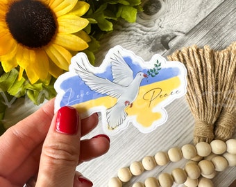 Ukraine Peace Dove Waterproof Sticker, Support Ukraine Symbol Sticker, Ukrainian Colors Sticker, Ukraine Map Silhouette Sticker