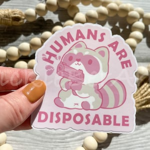 Anti-Social Raccoon Waterproof Sticker, Rude Racoon Sticker, Mean and Funny Sayings Sticker, Very Mean Raccoon Sticker, Introvert Sticker image 1