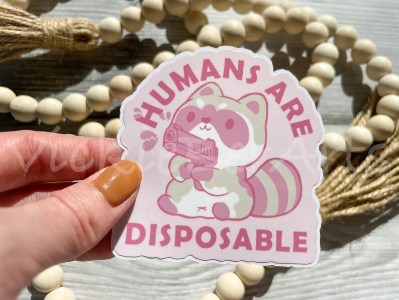 Anti-Social Raccoon Waterproof Sticker, Rude Racoon Sticker, Mean and Funny Sayings Sticker, Very Mean Raccoon Sticker, Introvert Sticker image 1