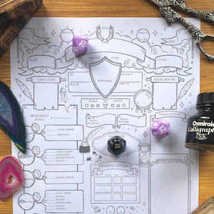 DnD 5e Wizard Character Sheet - Printable Download for Dungeons and Dragons 5th Edition - Dnd Druid Character Sheet