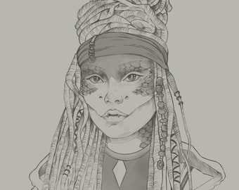 Anthro Custom Fantasy Character D&D OC Headshot Bust Illustration Portrait RPG Character Concept Art SKETCH