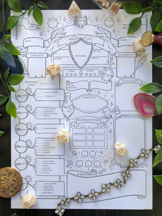 DnD 5e Cleric Character Sheet - Printable Download for Dungeons and Dragons 5th Edition - Dnd Cleric Character Sheet