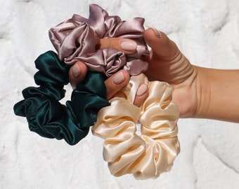 Luxury Mulberry Silk Scrunchies Set - Hydrating & Gentle Hair Care - Eco-Friendly Elegance - Gift for Her