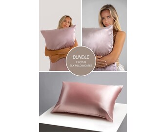 2-Pack Luxury Mulberry Silk Pillowcases in LOTUS colour - Gentle on Skin & Hair - Premium Comfort Bundle