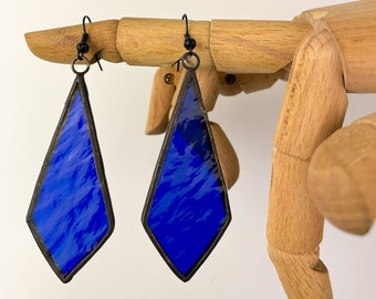 Stained Glass Earrings | Blue Earrings| Blue Dangle Earrings | Stained Glass Dangle Earrings| Mothers Day Gift | Gift For Mom | Gift For Her