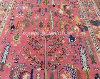 8x10 ft Pink Oushak Rug For Living Room - Turkish Pink Rug 9x12 ft - Colorful Oushak Rug 10x14 - New Handmade Wool Rug 12x15