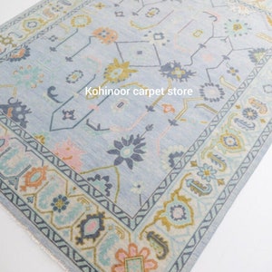 Oushak Rug 8x10| Wool Oushak Rug For Living Room Hall Office | Muted Oushak Rug 6x9 | Contemporary Oushak Rug