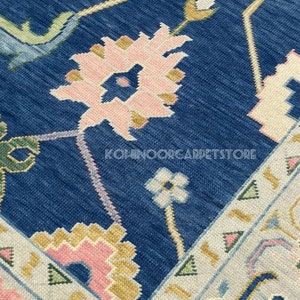 8x10 Navy Blue Oushak Area Rug - 9x12  Oushak rug - 10x14 Handmade Oushak Rug - 12x15 Natural Blue Rug -  5x8 Oushak Rug - 6x9 Turkish Blue