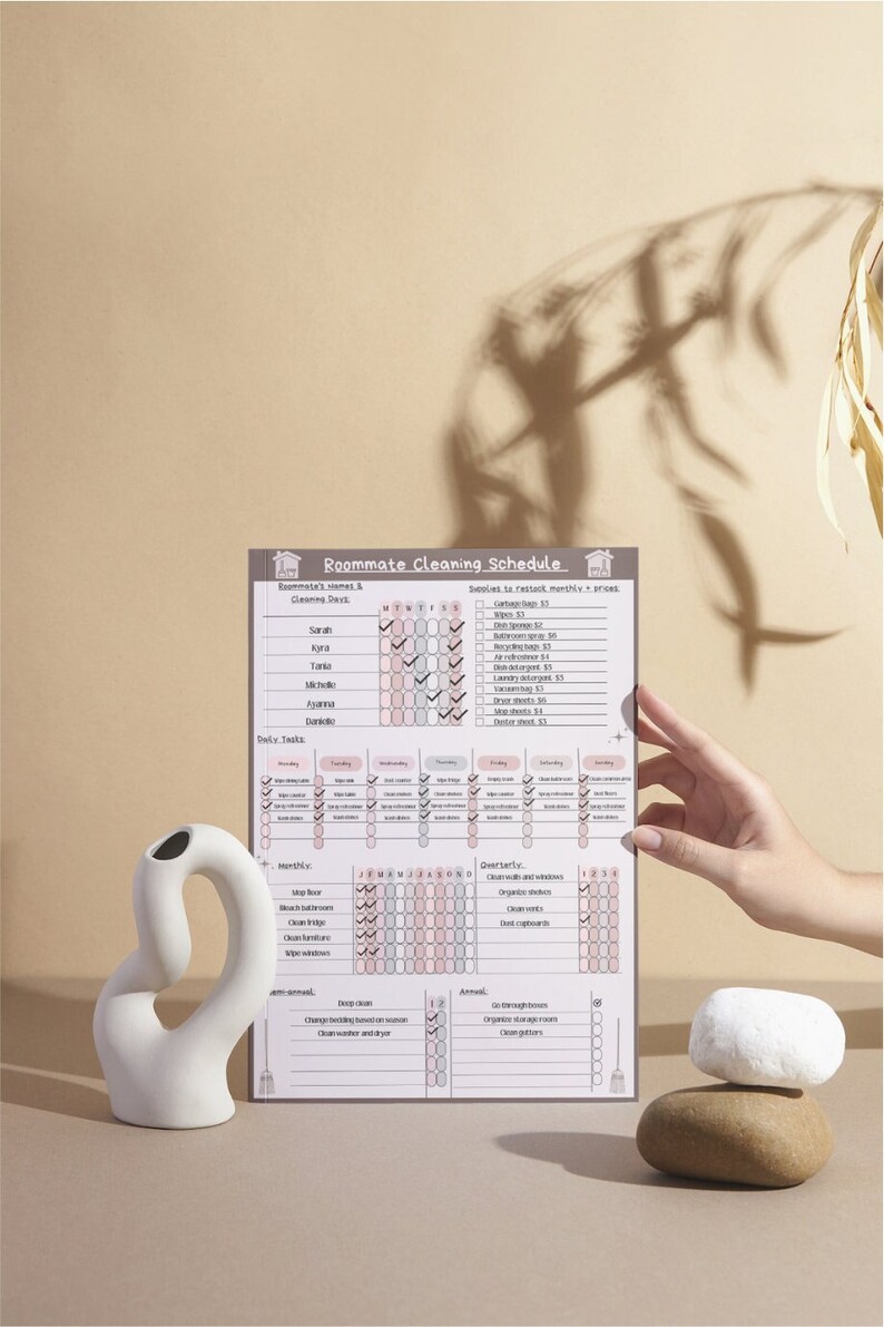 Editable Cleaning Schedule Checklist Digital Printable for Roommates ...