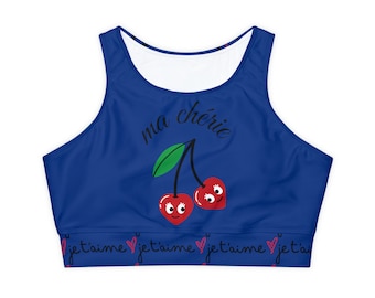 Sujetador deportivo Ma Cherie: sujetador deportivo con estampado de cerezas French Love