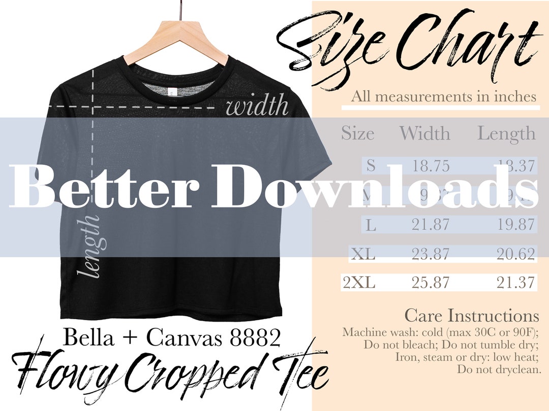 Bella Canvas 8882 Size Chart Professional Bella Canvas Flowy Etsy