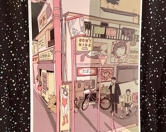 Tokyo Suburb Japan Art Print Poster A4