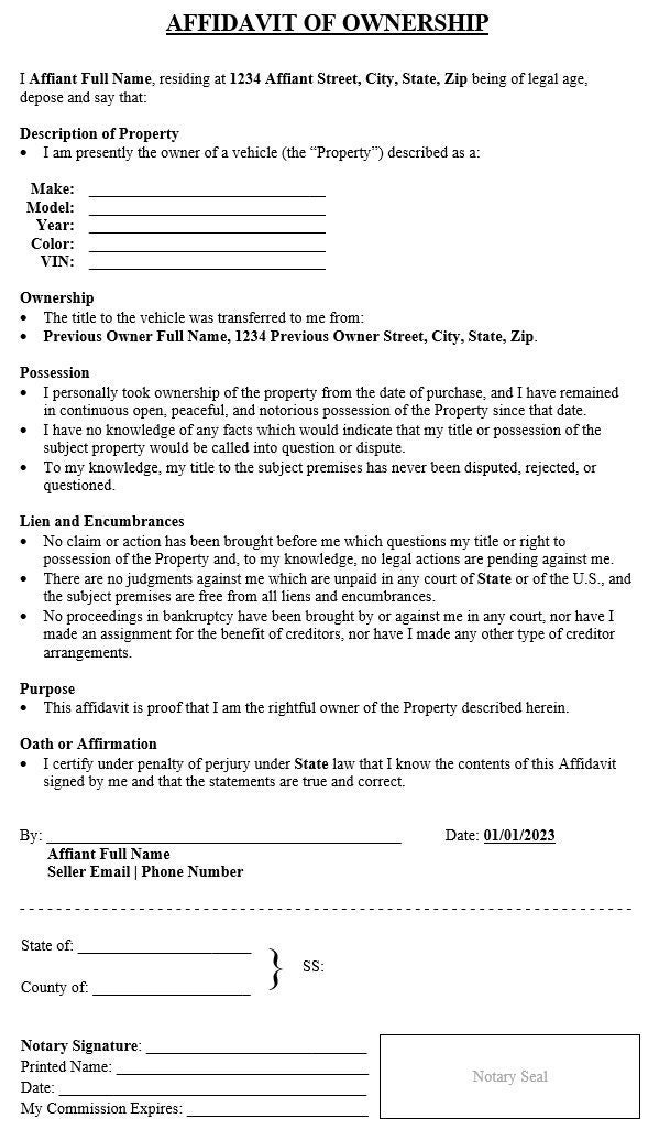 Affidavit Of Ownership Motor Vehicle Etsy affidavit-of-ownership-motor-vehicle-etsy