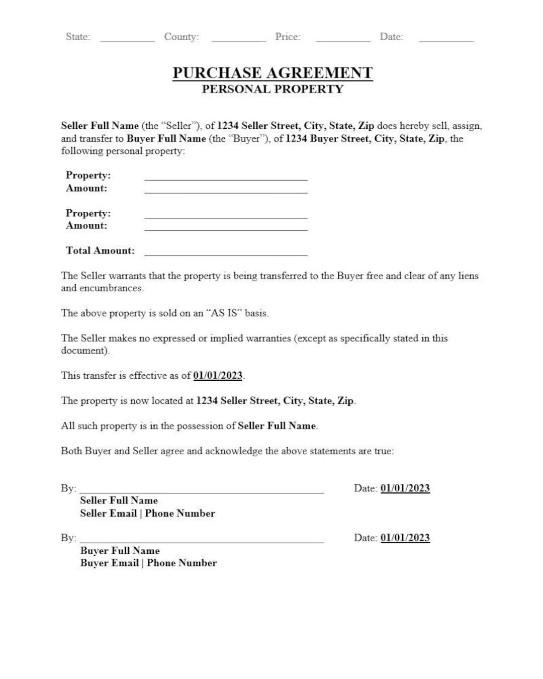 Purchase Agreement Personal Property Etsy how-to-create-project-front-page-in-microsoft-word-cover-page-design