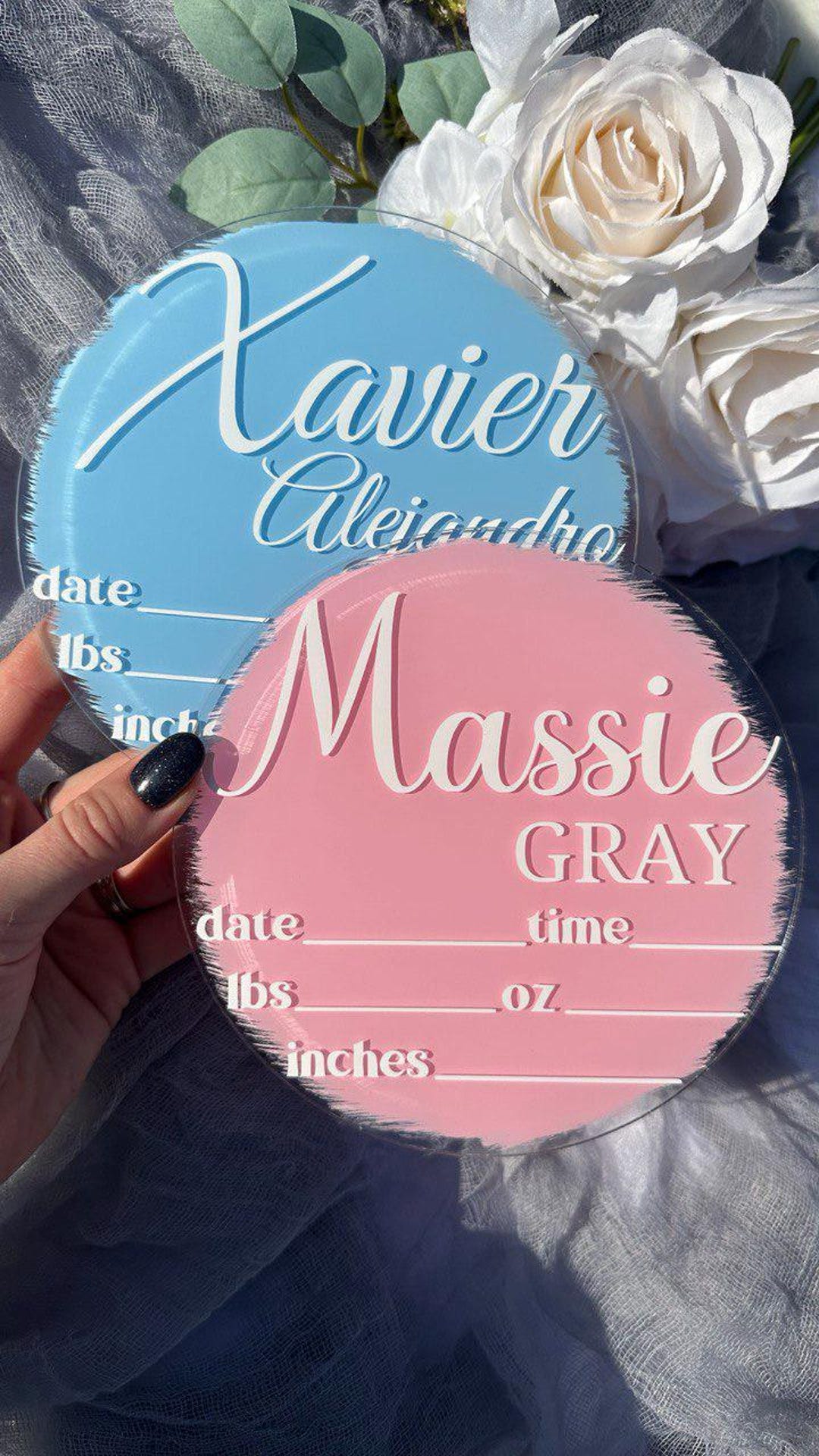 Acrylic Baby Name Announcement Sign: Nursery Photo Prop, Custom Colors ...