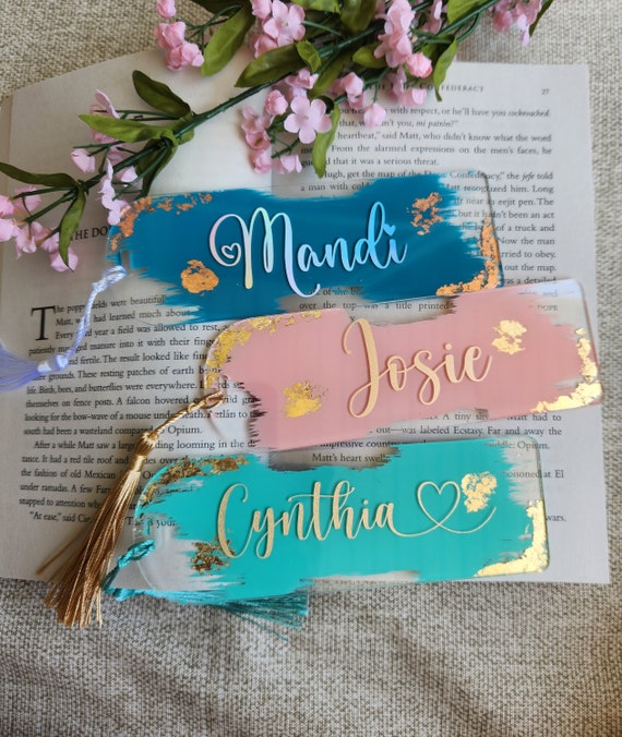Personalized Acrylic Bookmark: Custom Name with Tassel - Reader Gift