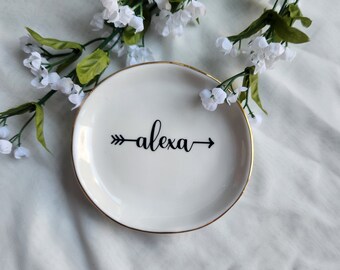 Custom Ceramic Ring Dish, Monogram Jewelry Holder, Wedding Gift