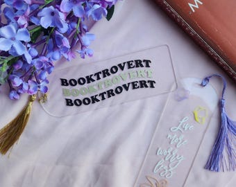 Custom Vinyl Acrylic Bookmark: Booktrovert Reader Gift