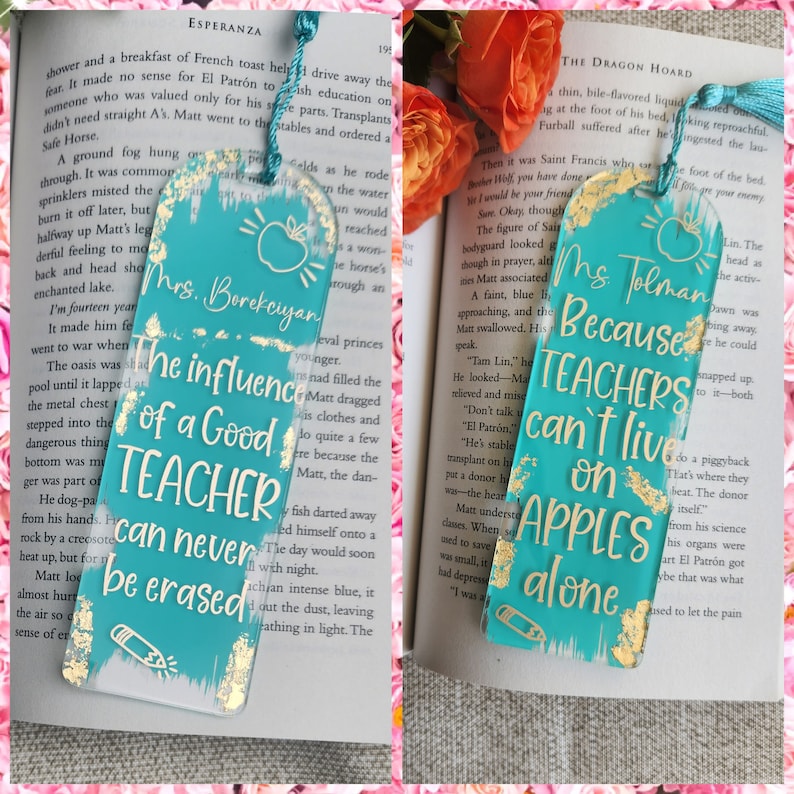 Personalized Teacher Bookmark Gift Acrylic Bookmark Teacher Etsy