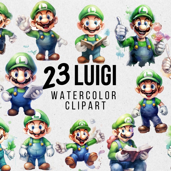 Luigi clipart, Luigi watercolor,  Luigi png, luigi from super mario-Comercial Use, Digital Download
