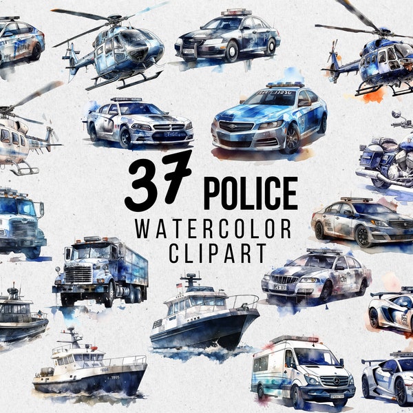 Police clipart, Police watercolor,  Police png, police rescue-Comercial Use, Digital Download