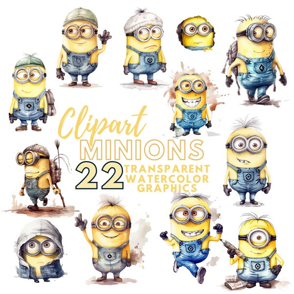 Minions Clipart, Minions Aquarell, Minions png, Minion Einfach Unverbesserlich - kommerzielle Nutzung, digitaler Download