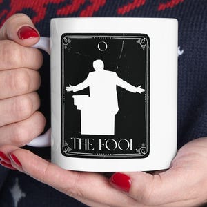 Caneca de cerâmica do Tarô do Louco, Caneca do Louco Político, Caneca Política Engraçada, Caneca de Café com Humor de Bruxa, Presente para Leitores de Tarô, Presente de Humor Político
