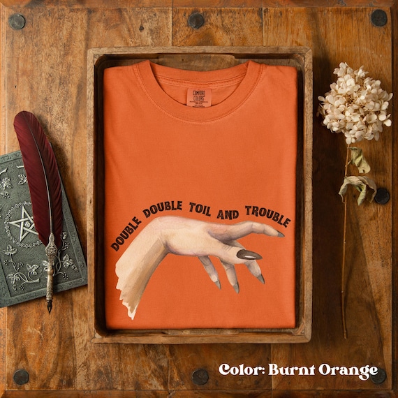 Double Double Toil & Trouble Tee, Witchy Tee Shirt, Halloween Unisex Shirt, Witches' Brew T-shirt, Spooky Halloween Top, Halloween Costume