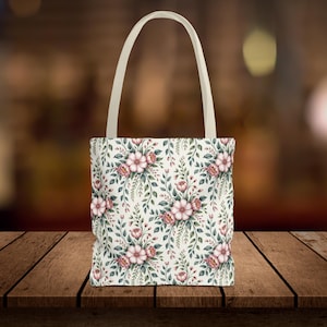 Peony Floral Tote, Floral Shopping Bag, Flower Print Carryall, Canvas Handbag, Garden Party Purse, Botanical Tote, Gift for Her, Bookbag