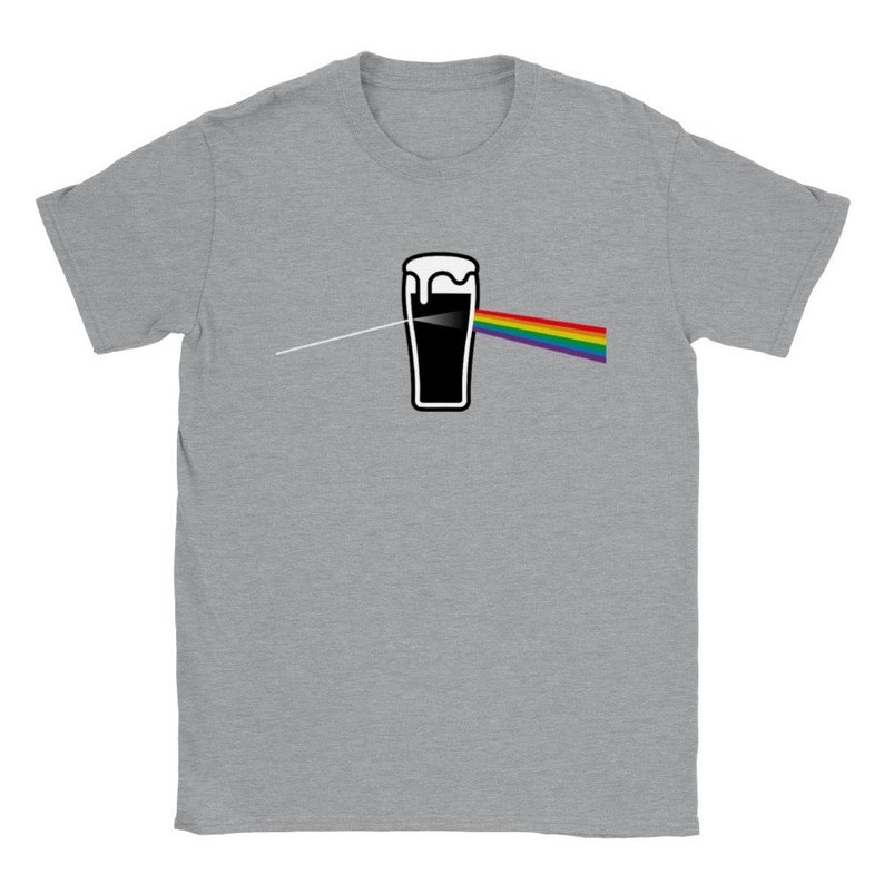 Pint of Guinness Dark Side Moon T-Shirt | Pink Floyd Inspired Tee Sports Grey