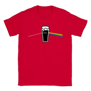 Pint of Guinness Dark Side Moon T-Shirt | Pink Floyd Inspired Tee Red