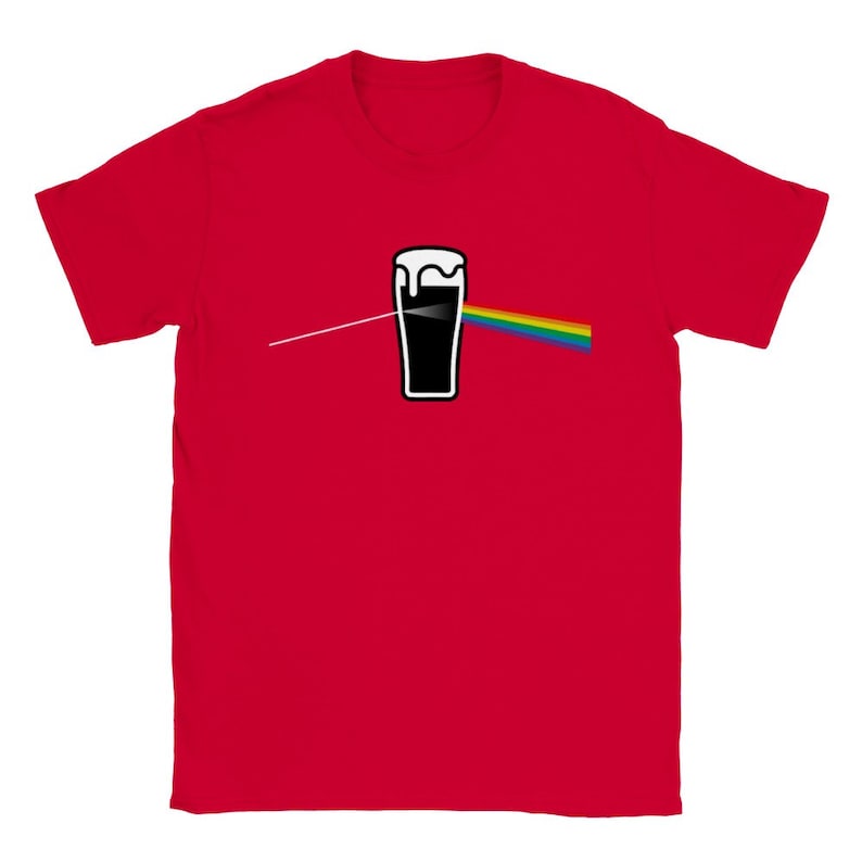 Pint of Guinness Dark Side Moon T-Shirt | Pink Floyd Inspired Tee Red