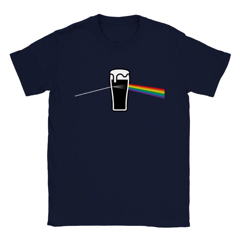 Pint of Guinness Dark Side Moon T-Shirt | Pink Floyd Inspired Tee Navy