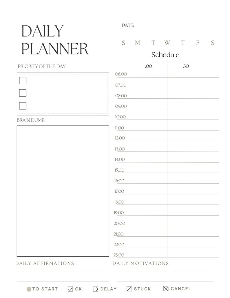 Time Blocking Daily Planner- Download and Printable - Etsy