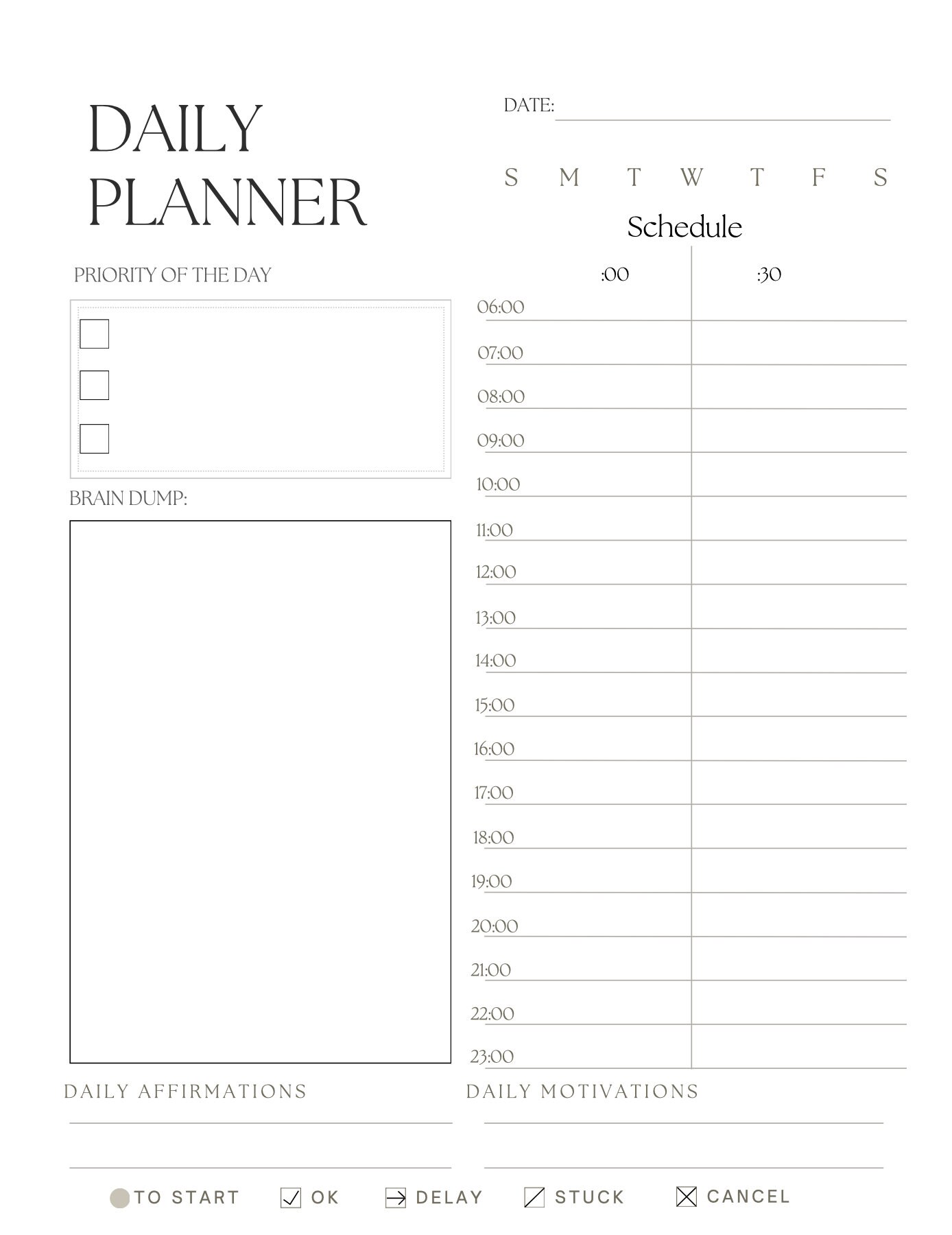 Time Blocking Daily Planner- Download and Printable - Etsy