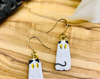 Ghost cat earrings