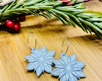 Holiday festive Christmas silver earrings