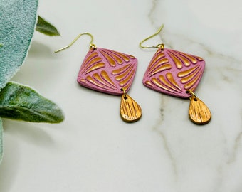 Secret Garden lilac and bronze drop earrings