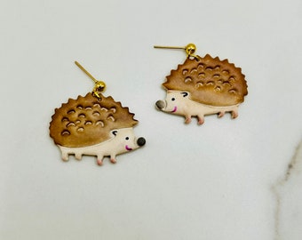 Smiley hedgehog dangle earrings