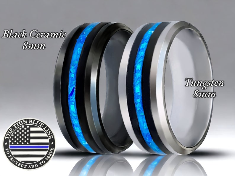 Thin Blue Line Ring Men's Woman's Band Police Etsy