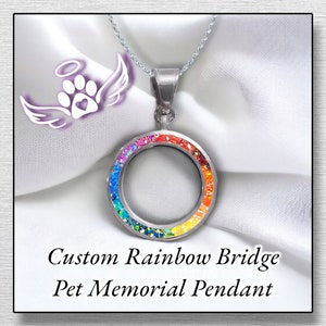 Argentium Silver Rainbow Bridge Pet Cremation Pendant: Opal Ash Keepsake