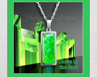 The Green Kryptonite Glow-hanger met ketting, 316 roestvrij staal, heren-vrouwenketting, glow in the dark-ketting