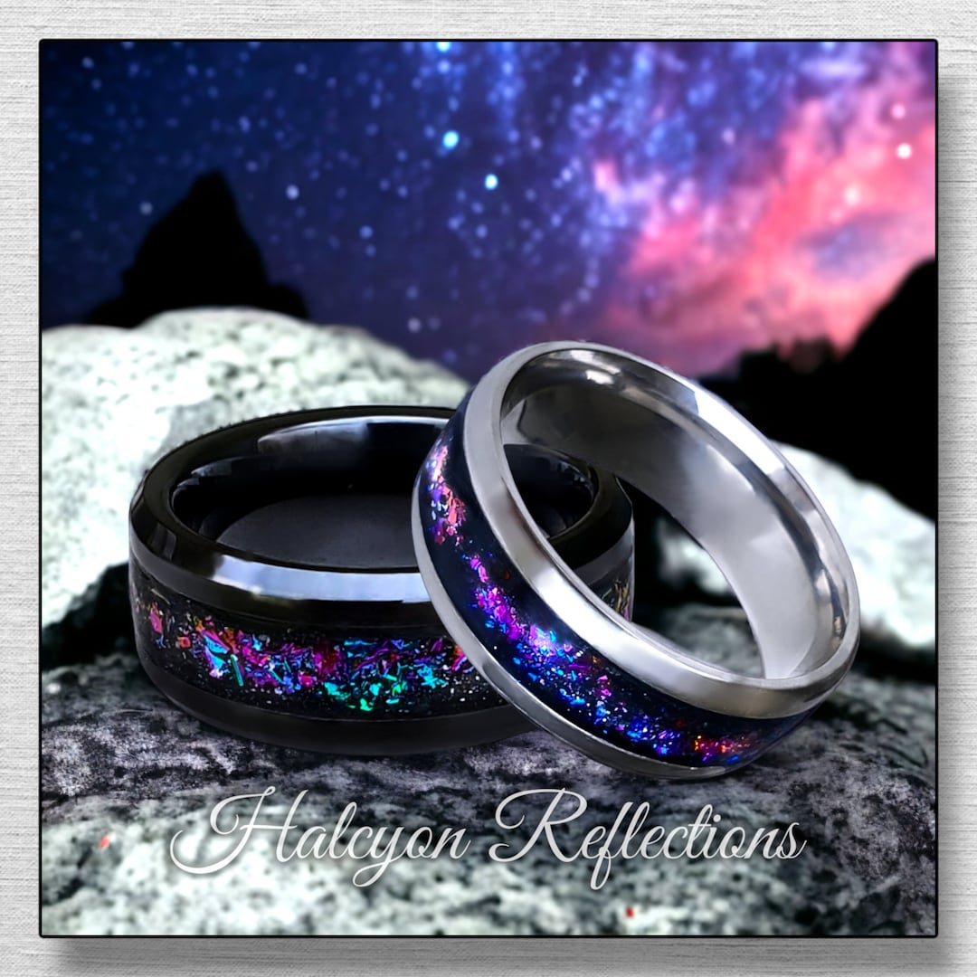 Galaxy Ring, Men's Woman's Wedding Ring, Tungsten, 8mm-6mm