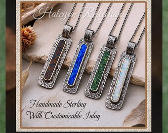 Rustic Sterling And Gold Opal Pendant Necklace-Mixed Metal-Handmade Hammered Silver
